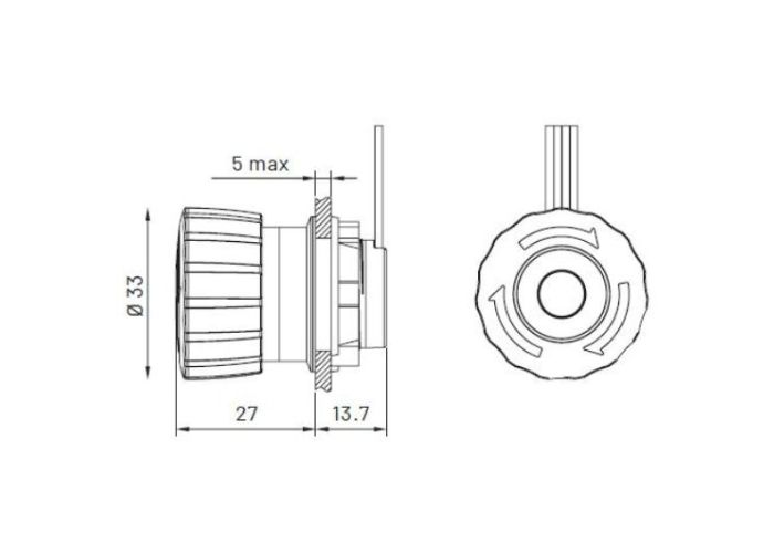 Dessin technique du bouton d'arrêt d'urgence