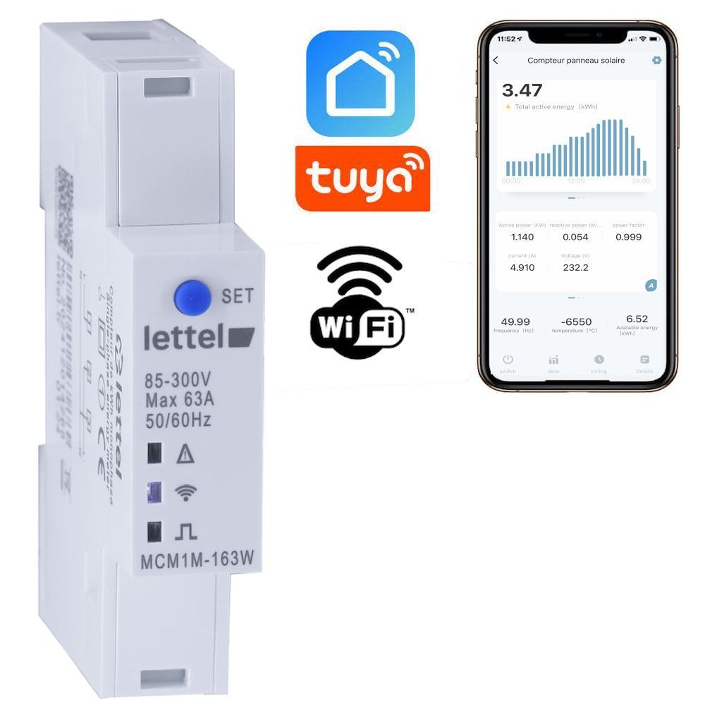 Sous compteur monophasé avec suivi sur smartphone mcm1m-163w