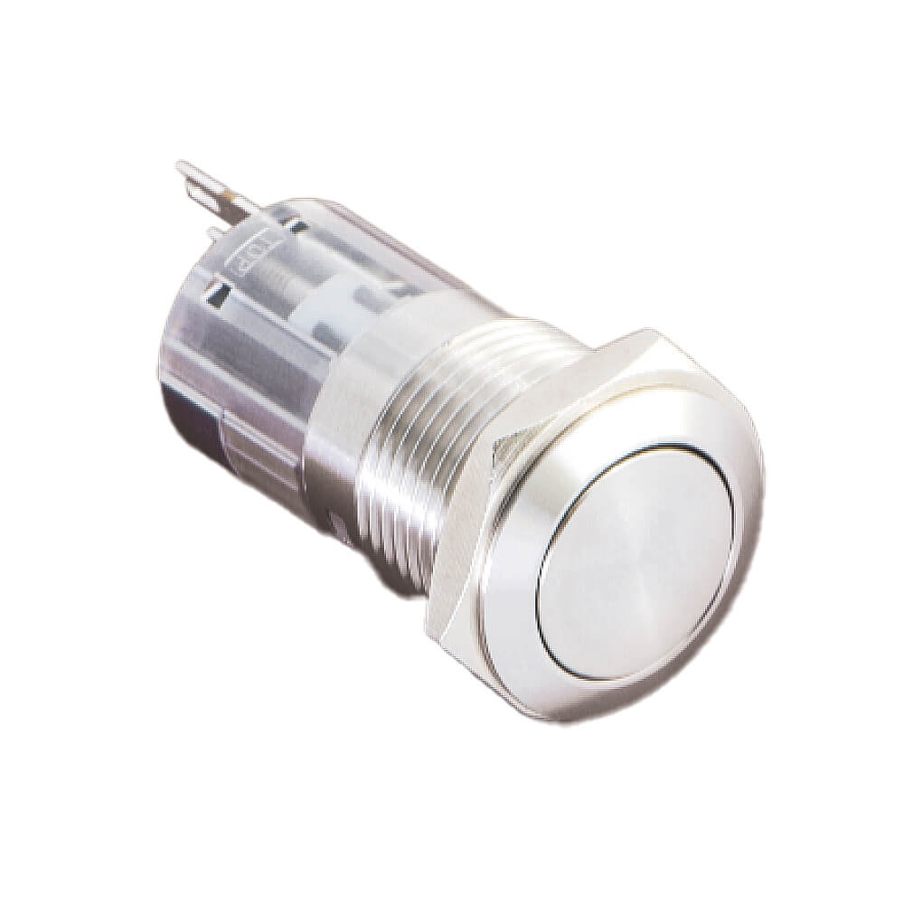 Bouton électrique poussoir antivandale inox 16mm