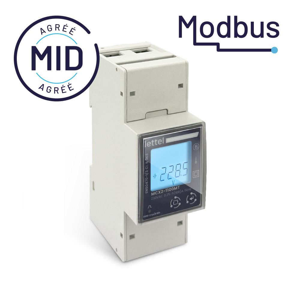 Compteur d'énergie monophasé 100A Modbus MCX2-10X