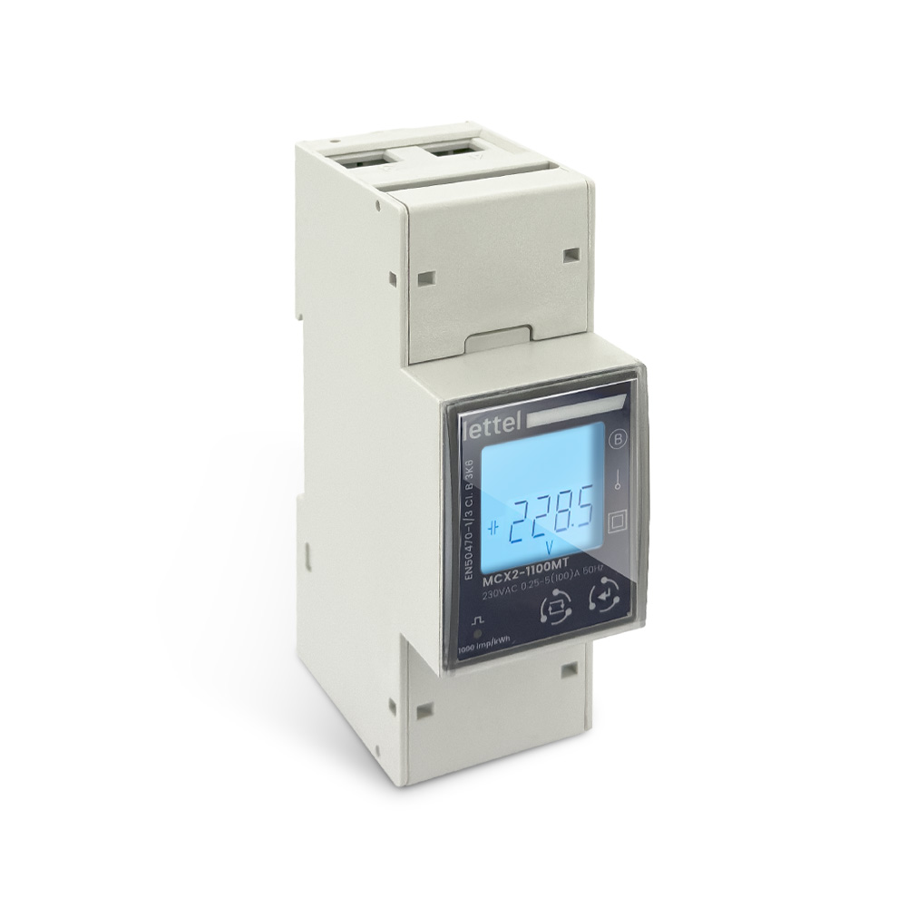 Compteur d'énergie monophasé 100A à impulsions MCX2D-10X sur rail DIN avec sortie impulsion