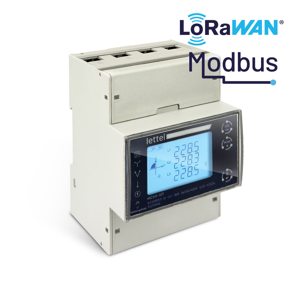 Compteur d’énergie 100A LoRaWAN Modbus tri et tétra