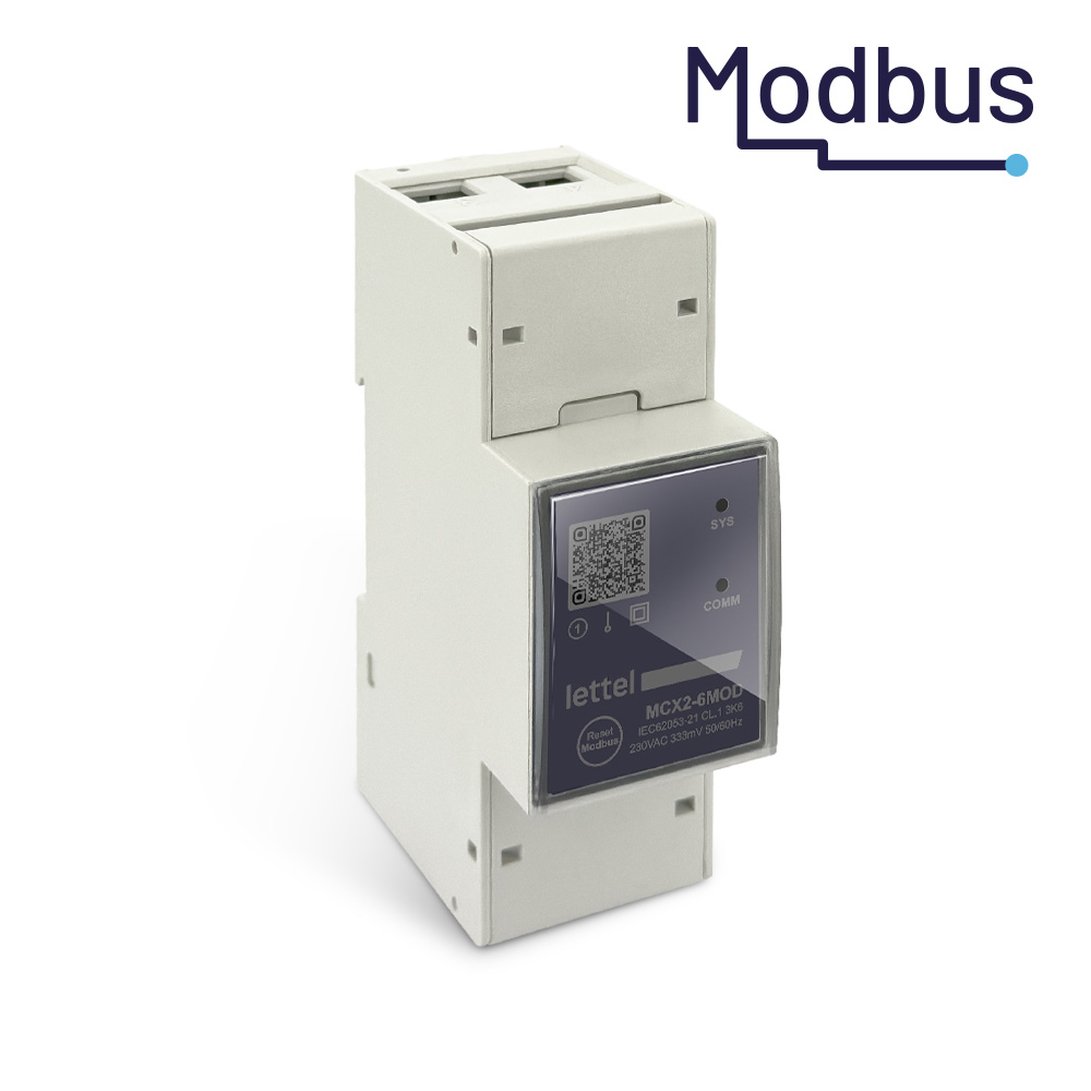 Compteur d'énergie monophasé Modbus MCX2-6MOD pour la mesure de 6 circuits via transformateurs de courant.