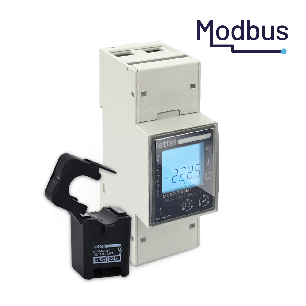 Compteur monophasé Modbus avec transformateur de courant tc fourni 100A